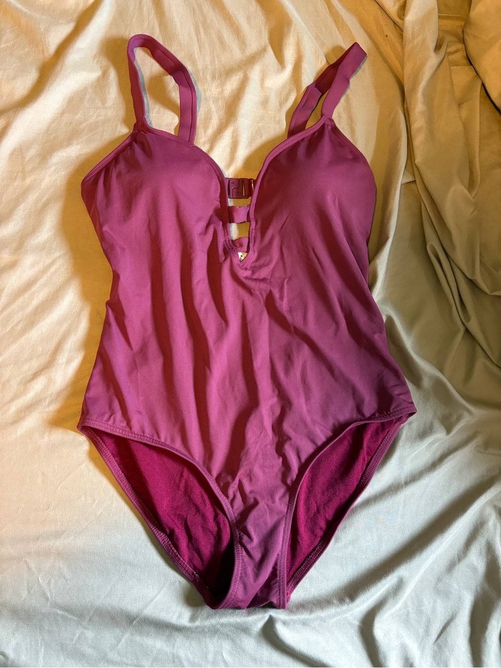 Women’s Magenta One-Piece Swimsuit with Front Cutout size 12